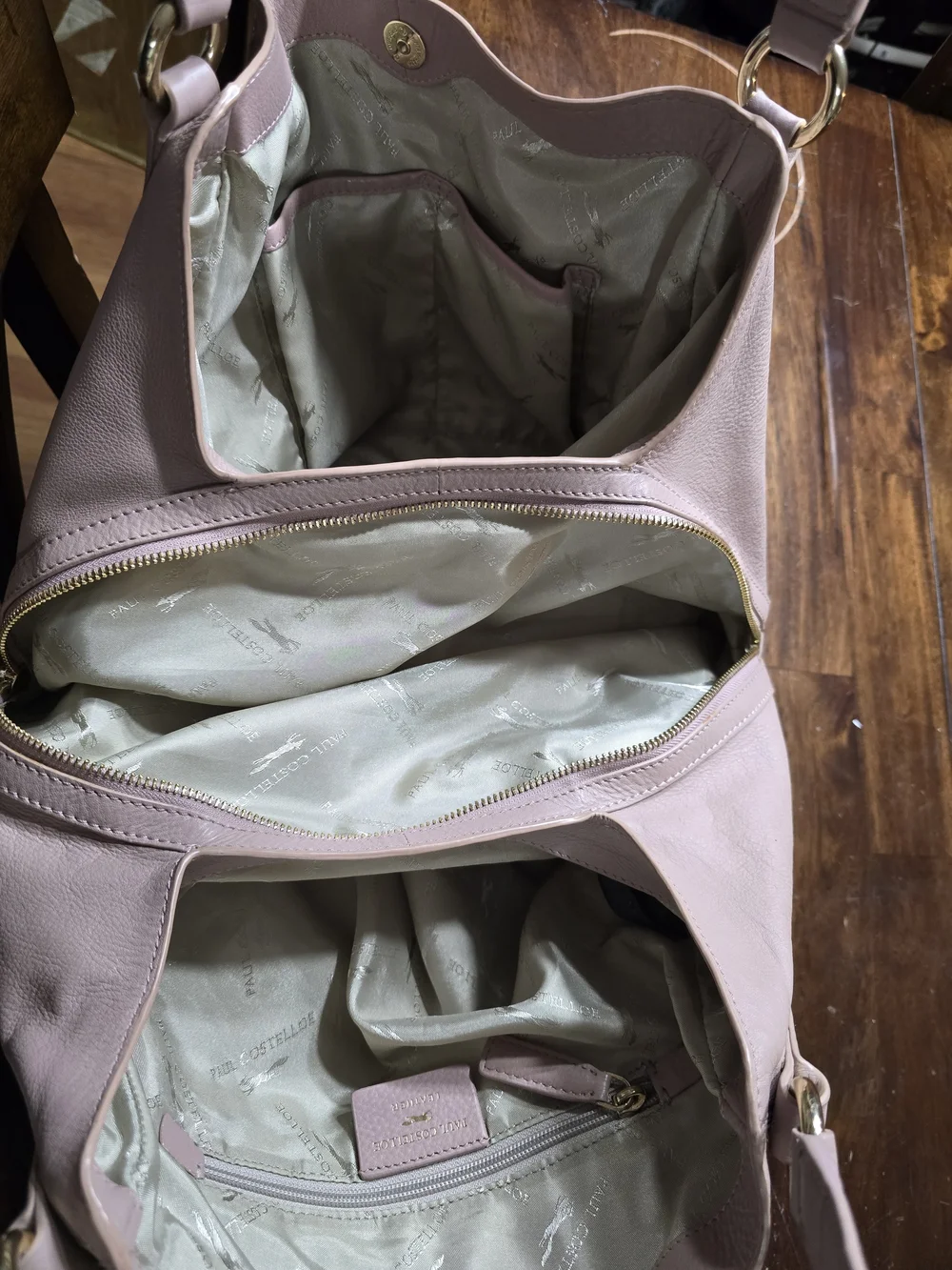 Paul Costelloe Mauve Pink Leather Hobo Bag